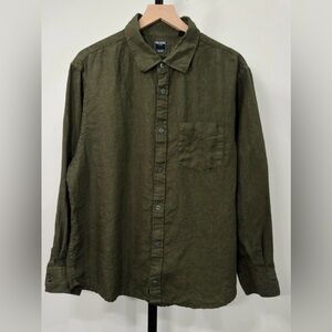 Todd Snyder Olive Button-Down Linen Shirt